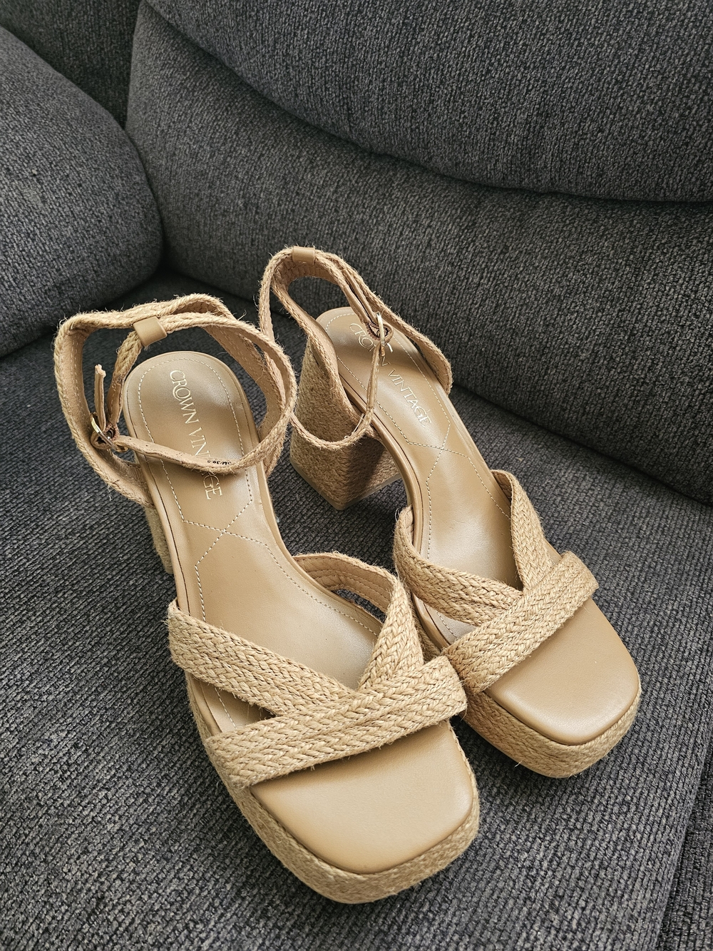 Crown Vintage Tan Braided Platform Sandals - Women's